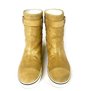 💛💛💛💛 Gold AUTHENTIC CHANEL Sneaker Boots